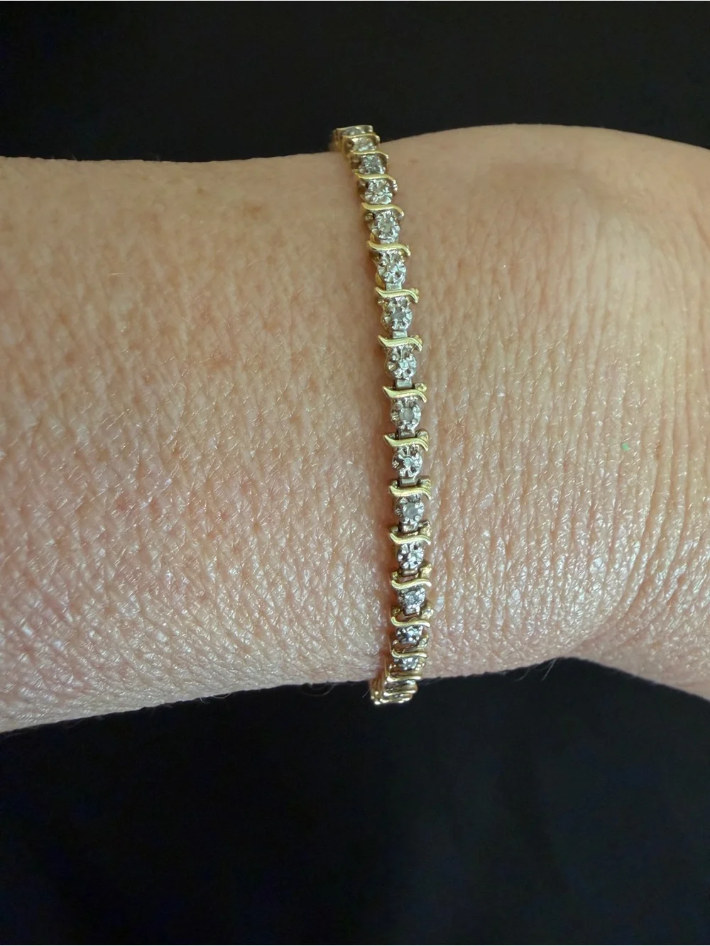 MGM Jewelry Inc 10K Gold Diamond Tennis Bracelet Safety Clasp Delicate Dainty - Picture 4 of 12